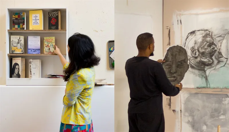Joey Chin and Buhle Wonder Mbambo photographed in their studios at The Art House by Jules Lister