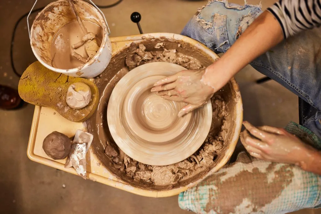 Pottery throwing on a ceramics course at The Art House