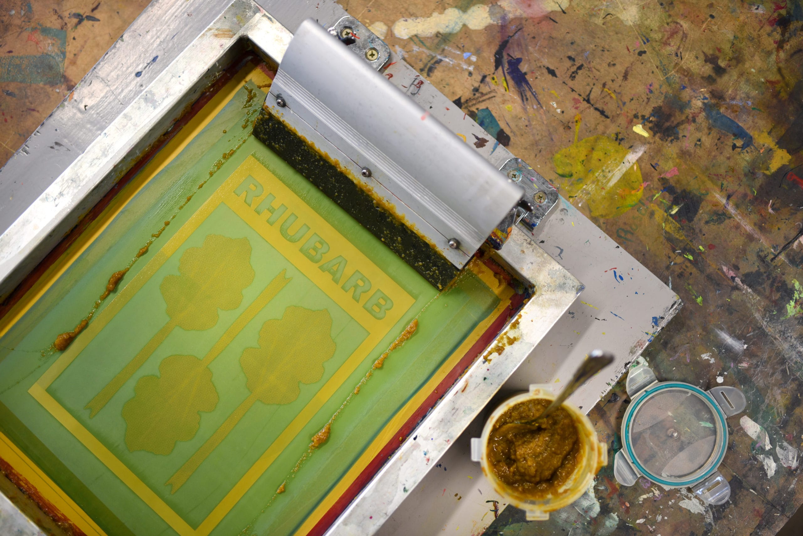 Ruby Paper Screen Screen Printing with Rhubarb - Welcome to The Art House