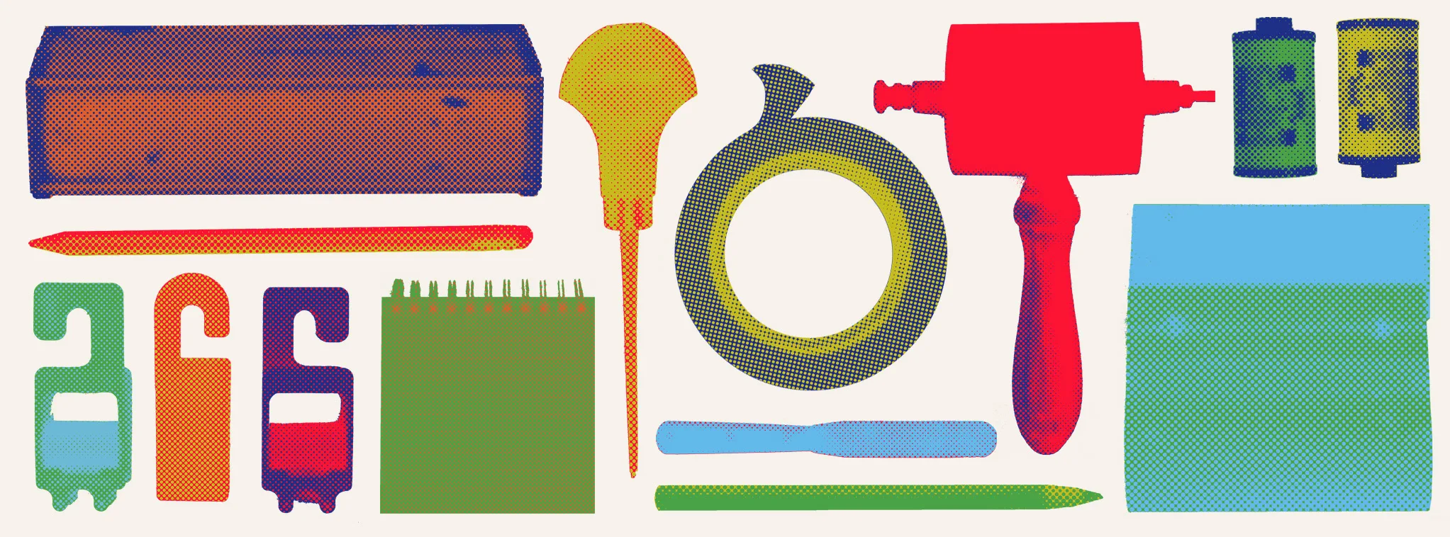 PRINTED web banner of halftone printmaking and photography items