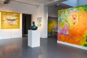 Wide view of gallery in inside the Hospital Rooms Exhibition.